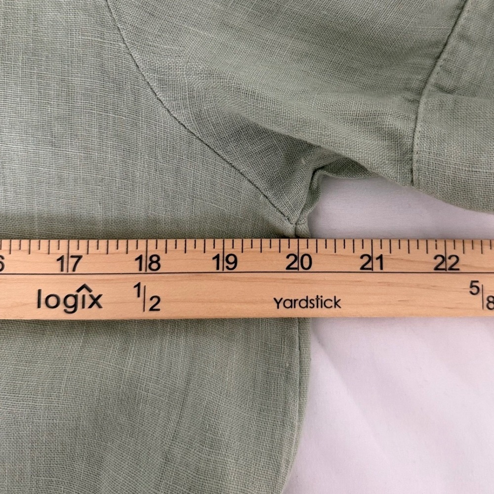 Terzo Millennio Minimalist Sage Green 100% Linen Midi Dress Made in Italy Size M - Picture 7 of 12